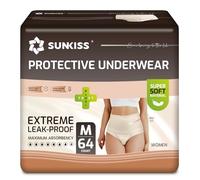 SUNKISS Incontinence Pants Women, Daytime Disposable Postpartum Underwear, UK Size 8-14, Protective Maternity Pull Ups, Beige, Medium, 64 Count (4 Packs of 16)