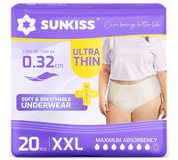 SUNKISS Incontinence Pants Women, Ultra Thin & Fast-Absorbing, Postpartum Disposable Underwear,UK Size 18-30，Maternity Knickers, XXLarge, White,20 Count