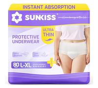 SUNKISS Incontinence Pants Women, Ultra Thin & Fast-Absorbing, Postpartum Disposable Underwear,UK Size 14-22，Maternity Knickers, Large/XLarge, White,80 Count(4 Packs of 20)