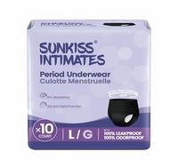 SUNKISS INTIMATES Disposable Period Underwear for Women with Heavy Flow, Unscented Postpartum Essentials, Black, Large, 10 Count