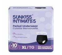 SUNKISS INTIMATES Disposable Period Underwear for Women with Heavy Flow, Unscented Postpartum Essentials, Black, XLarge, 10 Count