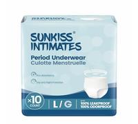 SUNKISS INTIMATES Disposable Period Underwear for Women with Heavy Flow, Unscented Postpartum Essentials, White, Large, 10 Count