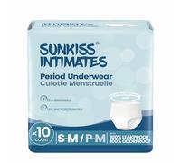 SUNKISS INTIMATES Disposable Period Underwear for Women with Heavy Flow, Unscented Postpartum Essentials, White, Small/Medium, 10 Count