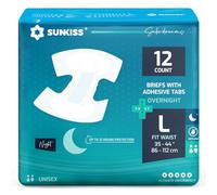 SUNKISS Overnight Adult Nappies, High Absorbency, Large, 12 Count