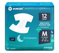 SUNKISS Overnight Adult Nappies, High Absorbency, Medium, 12 Count