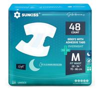 SUNKISS Overnight Adult Nappies, High Absorbency, Medium, 48 Count (4×12)