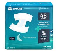 SUNKISS Overnight Adult Nappies, High Absorbency, Small, 48 Count (4×12)