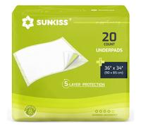 SUNKISS TrustPlus 36" x 34" Disposable Underpads for Incontinence, Super Absorbent Leakproof Bed Pads, Furniture Protectors, Pee Pads for Adults, Kids, Elderly, and Pets, 20 Count