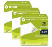 SUNKISS TrustPlus 90 x 85cm Disposable Incontinence Underpads, Absorbent Bed Pads for Adult and Elder, Furniture Protectors, Overnight Leak Protection, Odor Control, Pet Training Pads, 60 Count