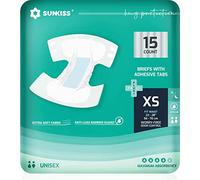 SUNKISS TrustPlus Adult Diapers with Maximum Absorbency, Unisex Disposable Incontinence Briefs with Tabs for Men and Women, Odor Control, XSmall, 60 Count (4 Packs of 15)