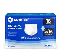 SUNKISS TrustPlus Incontinence and Postpartum Underwear for Men and Women, Disposable Protective Underwear with Overnight Comfort Absorbency, Lea
