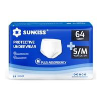 SUNKISS TrustPlus Incontinence Pants for Men and Women, Adult Pull Ups, Disposable Protective Underwear, Maximum Absorbency, Odour Control, Small/Medium, 64 Count (4 Packs of 16)