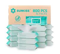 SUNKISS Trustplus Wet Wipes for Adult No Rinse, Extra Large 8”x12” Body Cleaning Washcloths for Elderly Incontinence & Cleansing, Unscented, 800 Count (16 Packs of 50)