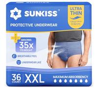 SUNKISS Ultra Thin Incontinence Pants for Men, Super Soft & Breathable, Disposable Protective Underwear, Fast-Absorbing, Blue, XXLarge, 36 Count