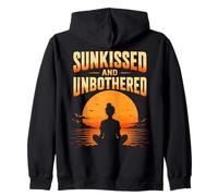 Sunkissed and Unbothered Beach Yoga Sunset Zip Hoodie