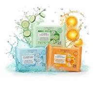 Sunkissed Face Wipes Variety Pack, 3 x 25 - Vitamin C, Hyaluronic Acid and Cucumber Cleansing Makeup Remover for Sensitive Skin