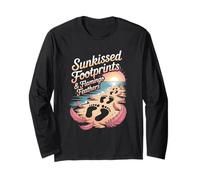 Sunkissed Footprints Flamingo Feathers Bigfoot Beach Walk Long Sleeve T-Shirt