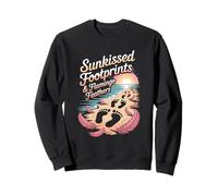 Sunkissed Footprints Flamingo Feathers Bigfoot Beach Walk Sweatshirt