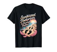 Sunkissed Footprints Flamingo Feathers Bigfoot Beach Walk T-Shirt