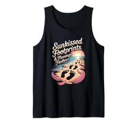 Sunkissed Footprints Flamingo Feathers Bigfoot Beach Walk Tank Top