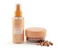 Sunkissed Vitamin C Face Mist 100ml + Bronze and Glow Bronzing Pearls 45g - Energising Hydrating Spray and Bronzer Gift Set for Women