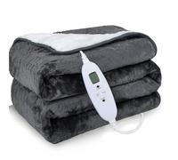 Sunkissoon Heated Throw Electric Blanket, 160 x 120cm Heat Blanket Single with 4 Heat Settings, 4H Timer Auto off,Heated Throw for Sofa and Bed (Grey, 160 * 120CM)