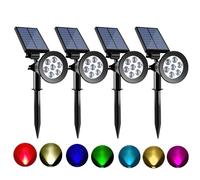 Sunklly Solar Spot Lights Outdoor Color Changing, 8 Lighting Modes 2-in-1 Solar Lights Outdoor Waterproof, Auto On/Off Multicolor Solar Powered Landscape Spotlights for Garden Patio Yard Pool, 4 Pack
