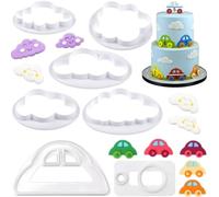 SUNKOOL Fluffy Cloud Cookie Cutters Cute Car Fondant Cutters Set for Gum Paste,Sugarcraft Candy,Fondant Decorating Tools
