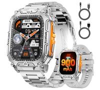 SUNKTA Smart Watch for Men with Flashlight,2.01" Smartwatch with Bluetooth Call.100+ Sports Modes,Health Tracker,Multifunctional Smart Watch for Android iOS (Silver-TX12-C)