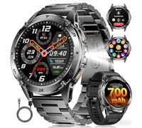 SUNKTA Smart Watch for Men with Flashlight/700 mAh Battery, 1.43'' AMOLED Military Smartwatch with Bluetooth Call Health Monitor IP68 Waterproof Fitness Tracker for Android iOS