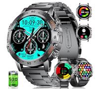 SUNKTA Smart Watch Men for Android iOS 1.43″AMOLED Bluetooth Phone Call Male Smartwatch 530 mAh Big Battery Black Steel,Heart Rate/Sleep/SpO2 Monitor,Steps,Music playback,100+ Sports Mode,3 Straps