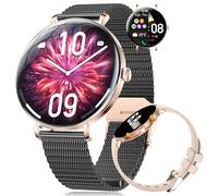SUNKTA Smart Watch Women 6.8mm Ultra Thin Round 1.43" AMOLED for Android iOS Ladies Smartwatch Black with Bluetooth Phone Calls,Pedometer/Calories/Heart Rate/Sleep/SpO2 Monitor,100+ Sports Modes