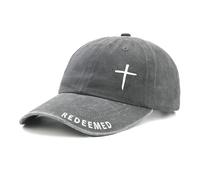 Sunlark Jesus Baseball Cap for Men Women, Religious Gifts for Christians Curved Brim Cap Embroidered 3 Nail Cross Hat Grey