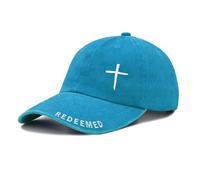 Sunlark Jesus Baseball Cap for Men Women, Religious Gifts for Christians Curved Brim Cap Embroidered 3 Nail Cross Hat Blue