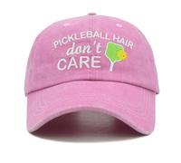 Sunlark Pickleball Cap for Women, Gifts for Pickleball Lovers, Adjustable Washed Vintage Embroidered Pickle Ball Hat Pink