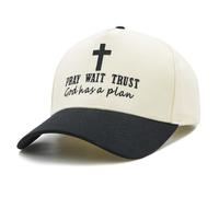 Sunlark Vintage Christian Hat for Men & Women Embroidered Jesus Cross Baseball Cap, Adjustable Cotton Religious Faith-Based Gift for Believers Black/Beige