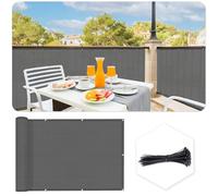 SUNLAX 3'x10' Dark Grey Balcony Privacy Screen Fence Windscreen Cover Fabric Shade Netting Mesh Cloth with Grommets UV Protection for Patio, Backyard, Porch, Railing Shield 90% (We Make Custom Sizes)