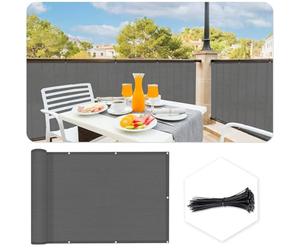 SUNLAX 3'x10' Dark Grey Balcony Privacy Screen Fence Windscreen Cover Fabric Shade Netting Mesh Cloth with Grommets UV Protection for Patio, Backyard, Porch, Railing Shield 90% (We Make Custom Sizes)