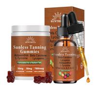Sunless Tanning Bundle: Tanning Gummies & Tanning Drops Drink Set, Self Tan Dual System with Beta Carotene, Astaxanthin & Lycopene for a Bronzing Glow without Sun Damage, Sunkissed Tan Booster, Vegan