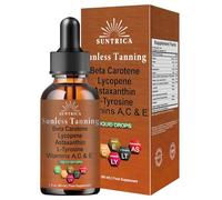 Sunless Tanning Drops Drink, Drinkable Tanning Drops Self Tan, Natural β-Carotene, Astaxanthin & Lycopene for a Bronzing Glow without Sun Damage, for All Skin Types, 60 ml (1 PC)