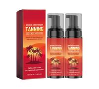 Sunless Tanning Mousse,Dark Tanning Shimmer Balm,Sunless Bronzing Tanner Balms,Natural Ingredients Tan Glitter Lotion for All Skin Types and Tones (2PCS)
