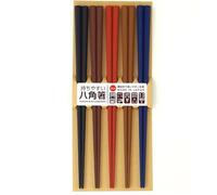 Sunlife Colorful Octagonal PBT Chopsticks, Made in Japan, Dishwasher Safe, 9.1 inches (23 cm), Set of 5 Pairs
