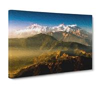 Sunlight Bathing The Mountains In Nepal Modern Art Canvas Wall Art Print Ready to Hang, Framed Picture for Living Room Bedroom Home Office Décor, 24x16 Inch (60x40 cm)