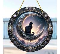 Sunlight Capture Colorful Acrylic Decorative Windows And Walls Home Decoration Ornaments Outdoor Garden Hanging Mural Crafts Black Cat On The Dreamy Moon