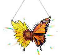 Sunlight Catcher - 2D Sunflower Butterfly Home Decor - Crystal Wall Art Sunlight Catchers,for Outdoor Backyard Garden Tree Door Bedroom Balcony Living Room Party Friends