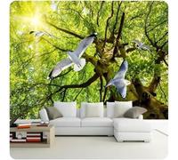Sunlight Freshness Greenery Great Trees Flying Birds 3D Wallpaper Luxury Silk Study Dining Feature Sofa Grey Bedroom Living Room Tv Decorative Wall-430cm×300cm