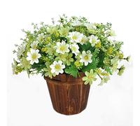 Sunlight House 1 Bouquet 28 Heads Artificial Fake Daisy Flower Indoor Outside Hanging Planter Home Wedding Garden Cemetery Decor (White)