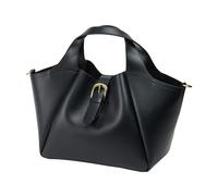 SUNLIGHT LEAVES Elegant Vegan Leather Tote Bag for Women Vintage Handle Handbag, Black