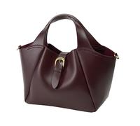 SUNLIGHT LEAVES Elegant Vegan Leather Tote Bag for Women Vintage Handle Handbag, Red
