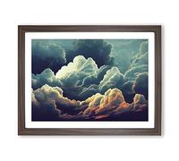 Sunlight On The Clouds Framed Print | A3 Walnut Framed Wall Art | Ready to Hang | Modern Landscape Picture | Living Room Bedroom Lounge Office